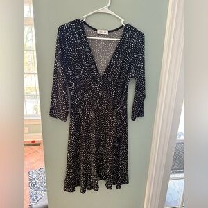 Gilli Black and White faux Wrap Long Sleeve Dress